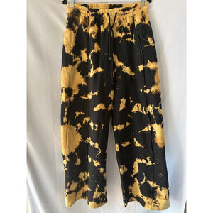 Women's Fashion Nova Muse Wide Leg Joggers Set in size L Black Tan Tie Dye